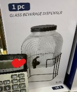 Stiklinė gėrimų talpa su kraneliu ir metaliniu stovu, 5,7 l