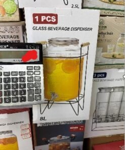 Stiklinė gėrimų talpa su kraneliu ir stovu, 8 l
