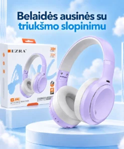 Belaidės ausinės su aktyviu triukšmo slopinimu EZRA BW95 Violetinė