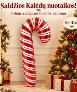 Folinis balionas „Kalėdinė saldainio lazdelė“, 84 × 41 cm