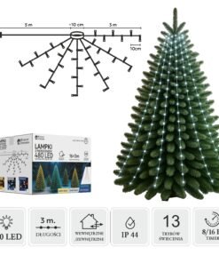 LED girlianda su žiedu, 16 × 3 m, 480 LED, šaltai balta